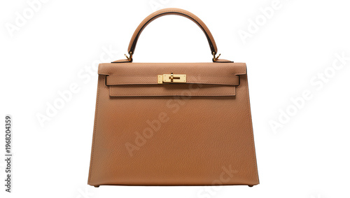 Bild auf Leinwand Elegant tan leather handbag with gold-tone hardware and structured silhouette, i