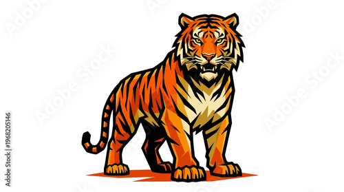 Tiger Standing Alone Looking Forward.