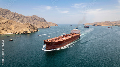 Large Oil Tanker Sailing Through the Strait of Hormuz into the Persian Gulf