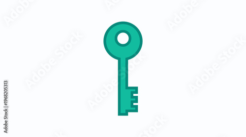 Teal metal old fashioned key.