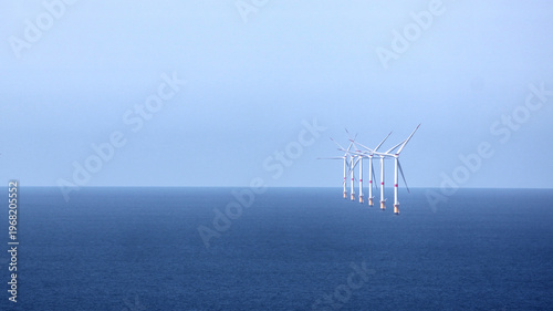 Konstfotografi Offshore Wind Farm with Large Copy Space