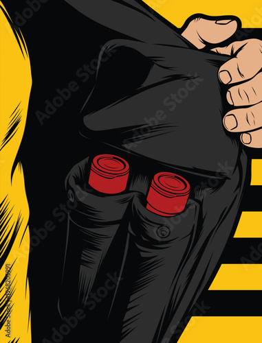 ultras vector design with pyro hand flare on pocket jacket casual hooligan sticker logo with abstrack backgroun