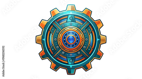 Colorful Gear Mechanical Part Closeup.