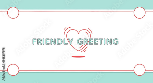 Friendly Greeting Heart Icon with Swirls and Circles - Love Message Concept