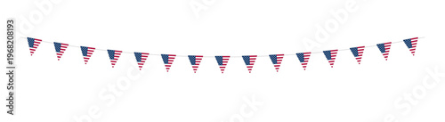 Hanging pennants or bunting with flag of USA