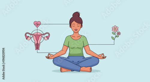 Woman meditating for reproductive health and wellness, symbolizing balance and harmony.