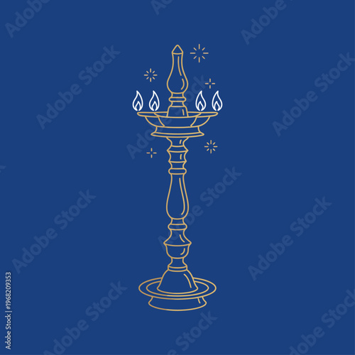 Traditional Sri Lanka Oil Lamp (Pol Thel Pahana) for Sinhala and Tamil New Year celebration, cultural festival, religious ceremony, vector illustration