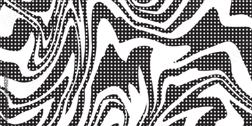 Background with irregular, chaotic dots, points, circle. Abstract monochrome pattern. Black and white color.