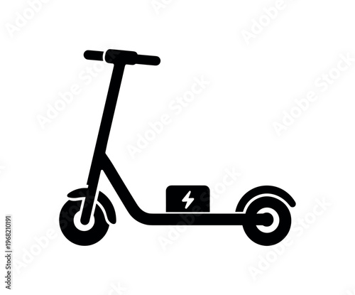 Electric scooter icon. e-scooter, kick scooter silhouette, personal electric vehicle, battery powered scooter. flat vector illustration isolated on white background.