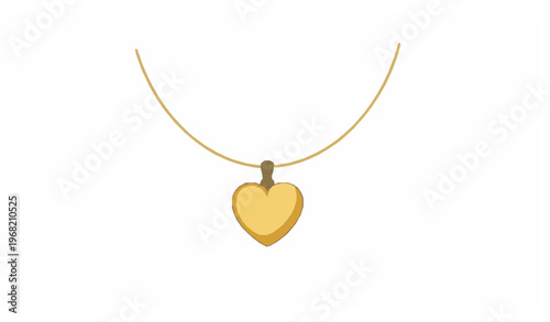 Gold heart pendant necklace vector in circular composition isolated on white background