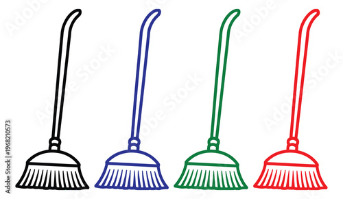 Broomstick cleaning tool represents tidying up and housekeeping services for home and office environments