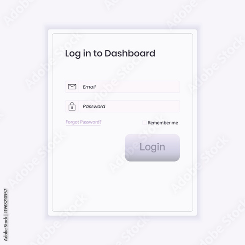 Soft Minimal Login Form UI – Elegant Dashboard Access Screen Design