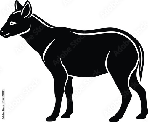 Stylized Black Silhouette of a Dik-dik Antelope animal