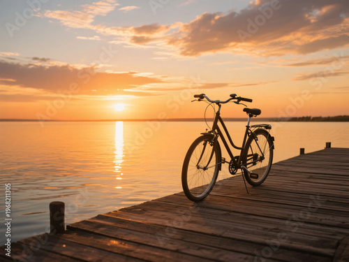Bicycle with Magnificent Sky Sunset