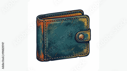 Vintage Teal Leather Wallet Purse.