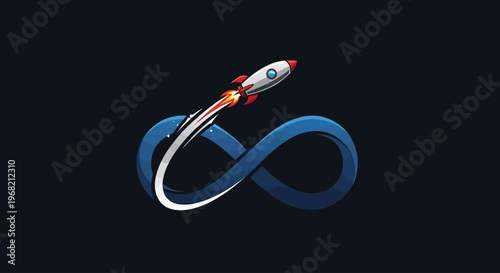 Rocket Ship Soaring Through Space.