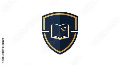 Shield with book logo symbol icon.