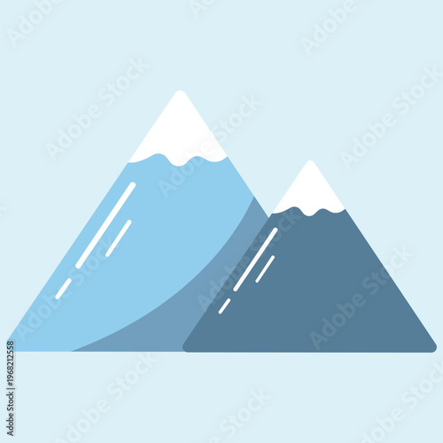 Mountain Peaks: A serene illustration of two majestic mountain peaks, their snow-capped summits reaching towards a clear sky. A captivating representation of nature's grandeur and tranquility.