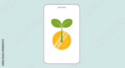 Smartphone displays an orange with sprout.