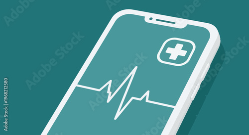 Smartphone with medical app on screen.