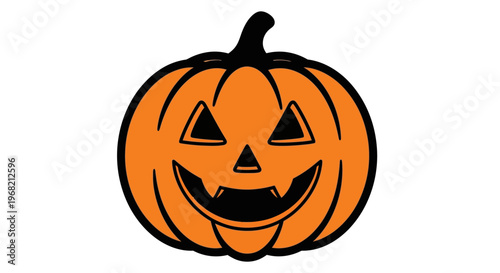 Smiling Jack O Lantern Face Closeup.