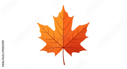 Vibrant orange maple leaf closeup detail.