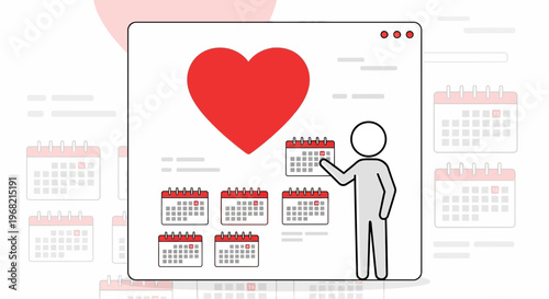 Person Choosing Date on Calendar with Big Heart Icon - Love Planning Concept