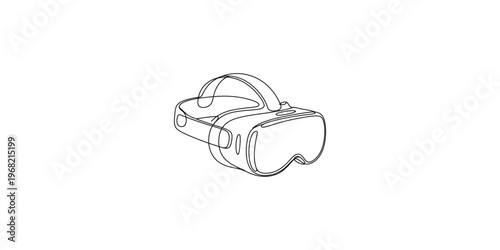 A line drawing of a virtual reality headset on a white background goggles illustration technology