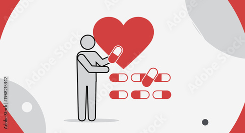 Person Holding Pill Next to Heart and Capsules - Health Care Concept