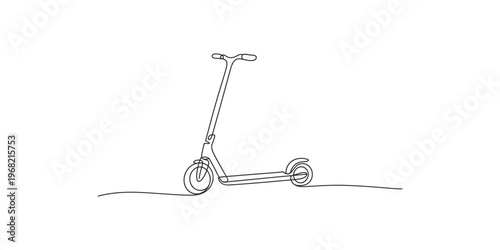 Continuous line drawing of a modern electric scooter on white background one vehicle transportation commuter