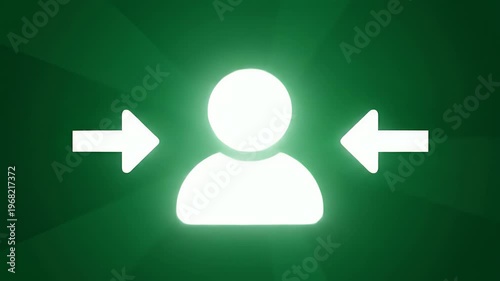 A white person icon is illuminated with light rays emanating from behind against a dark green backdrop