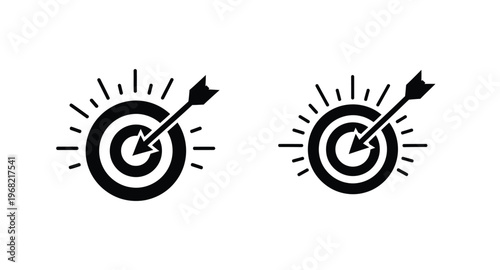 Two black target icons with arrows a sleek silhouette on transparent background