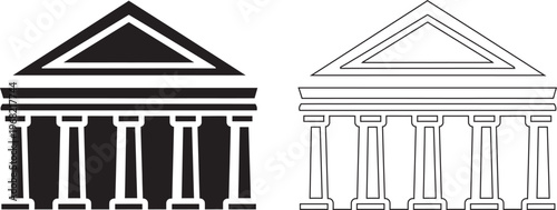 Two vector icons of classical bank buildings