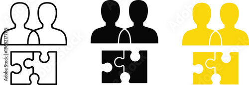 Vector graphic illustration showing team connection through puzzle pieces