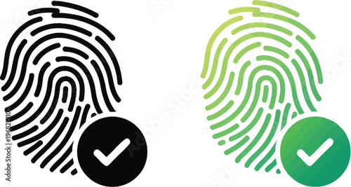 Vector illustration of fingerprint identification verification successful confirmation set