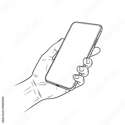 Hand holding smartphone isolated on transparent background