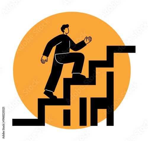 Man climbing stairs symbolizing career growth and personal development journey