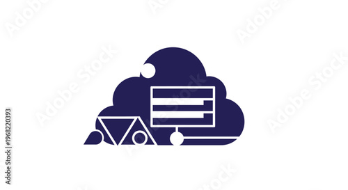 Abstract cloud computing icon representing data storage and technology.