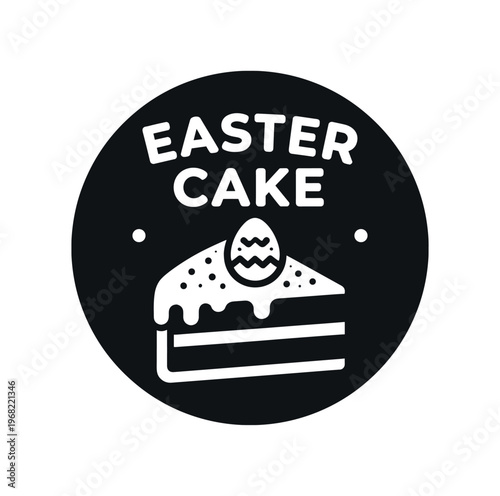Easter cake icon. holiday cake, festive dessert slice with decorated egg, celebration, bakery, seasonal treat, sweet. flat vector illustration.