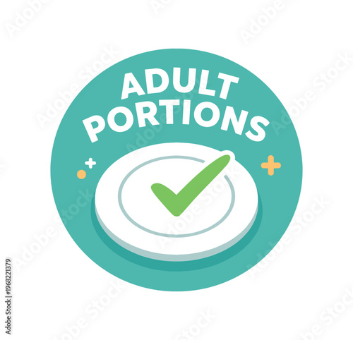 Adult portions icon. portion size, serving size, suitable for adults, serving suggestion, meal portion. flat vector illustration isolated on white background.