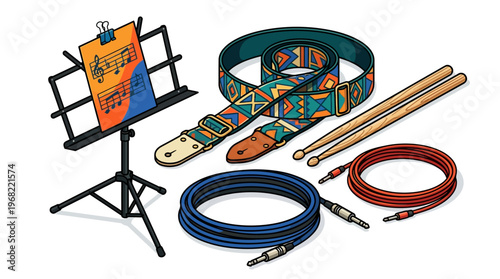 Colorful Guitar Strap and Accessories.