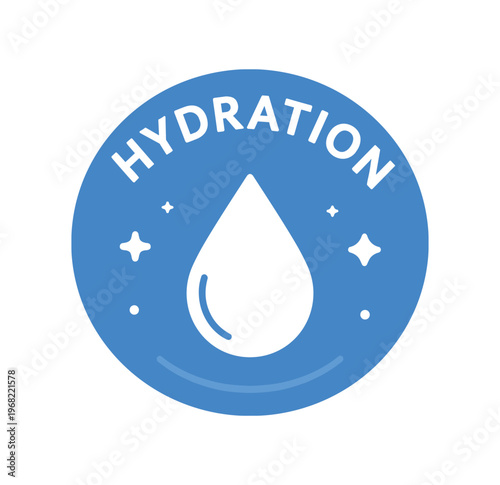 Hydration icon. water drop, hydration reminder, moisture, drink, wellness, health, refreshment, skin care, electrolyte balance. flat vector illustration isolated on white background.