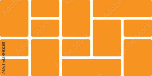 Abstract orange geometric paving tiles pattern