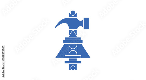 Blue Hammer and Anvil Symbolizing Construction and Repair.