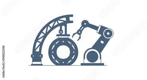 Automated Robotic Arm Assembling Industrial Wheel Component.