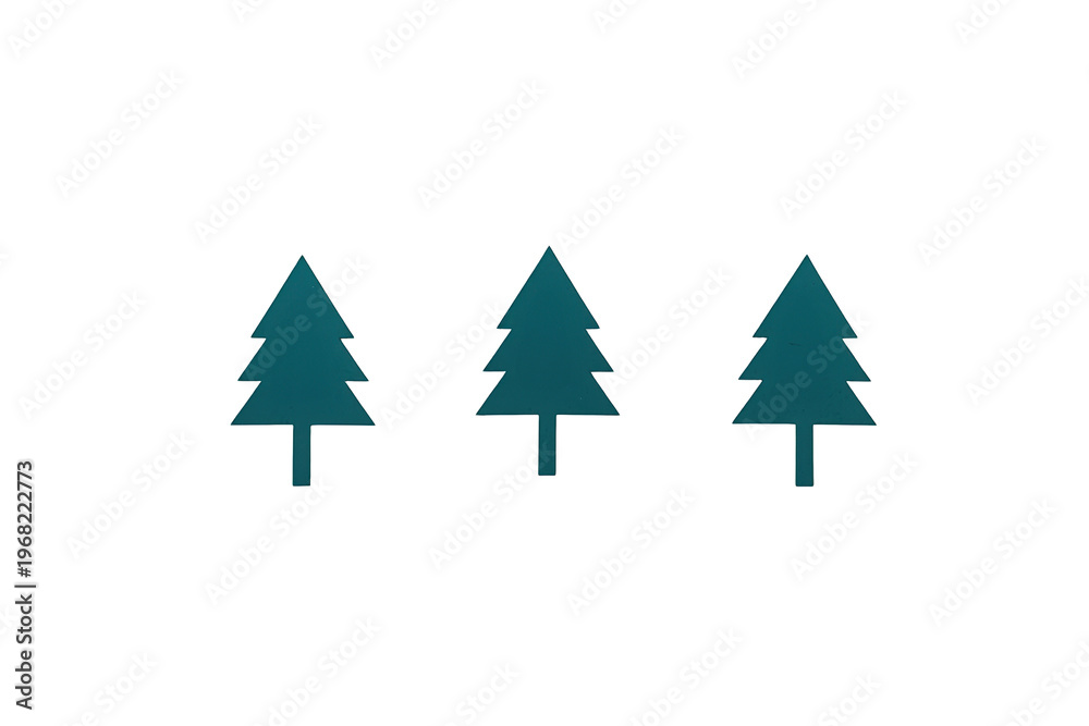 Fototapeta premium Three fir tree icons representing nature, forests, and environment in a flat design illustration