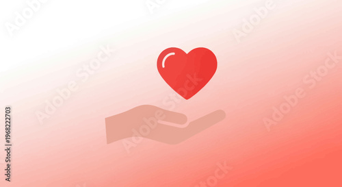 Giving Hand Holds Red Broken Heart Symbol, Love Care, Charity, Loss, Sadness Concept