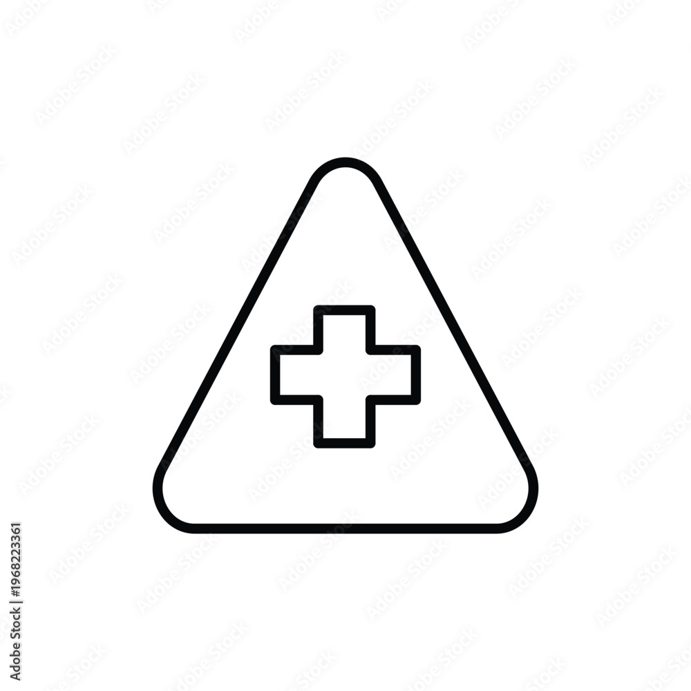 Obraz premium Emergency Alert Icon – Medical Warning Triangle Line Icon