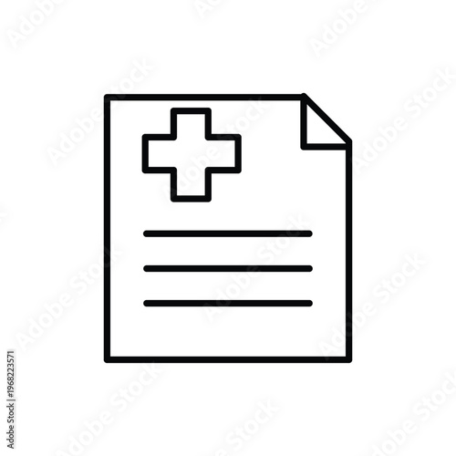 Medical Report Document Icon – Healthcare File Line Icon
