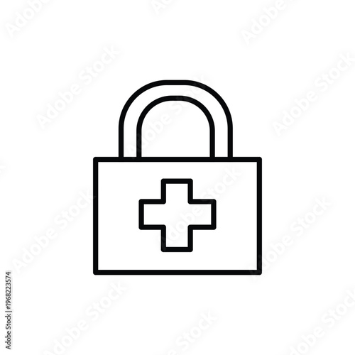Medical Security Lock Icon – Healthcare Data Protection Line Icon